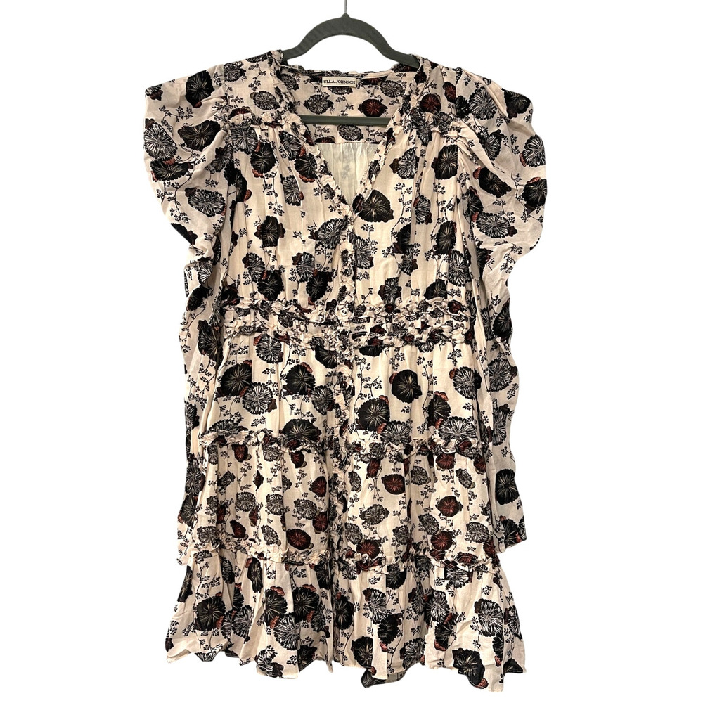 Ulla Johnson 4 Winsor $475 Ruffled Floral Puff Shoulder Long Sleeve Mini Dress - Picture 2 of 12